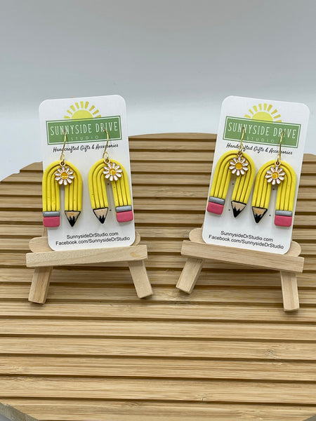 Arched Pencil Dangle Clay Earrings