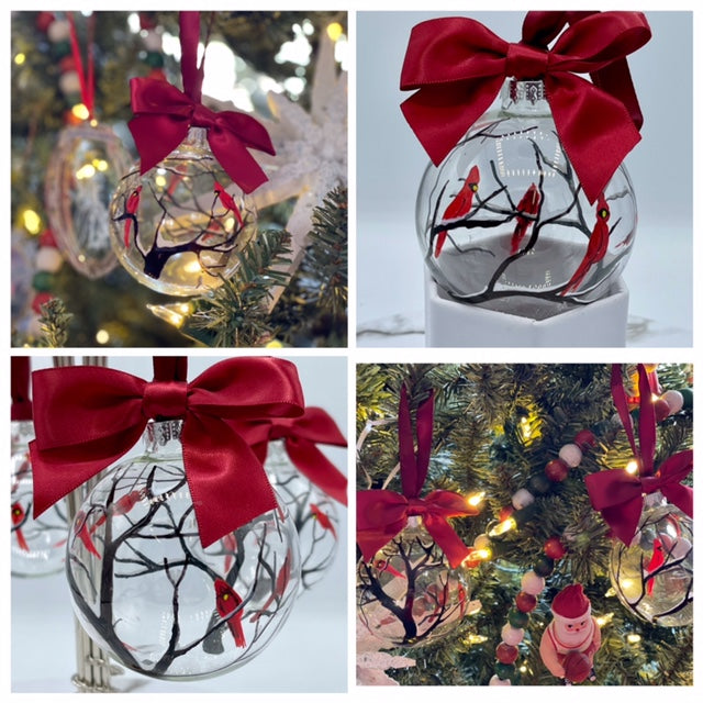 Cardinal Hand Painted Glass Ornament