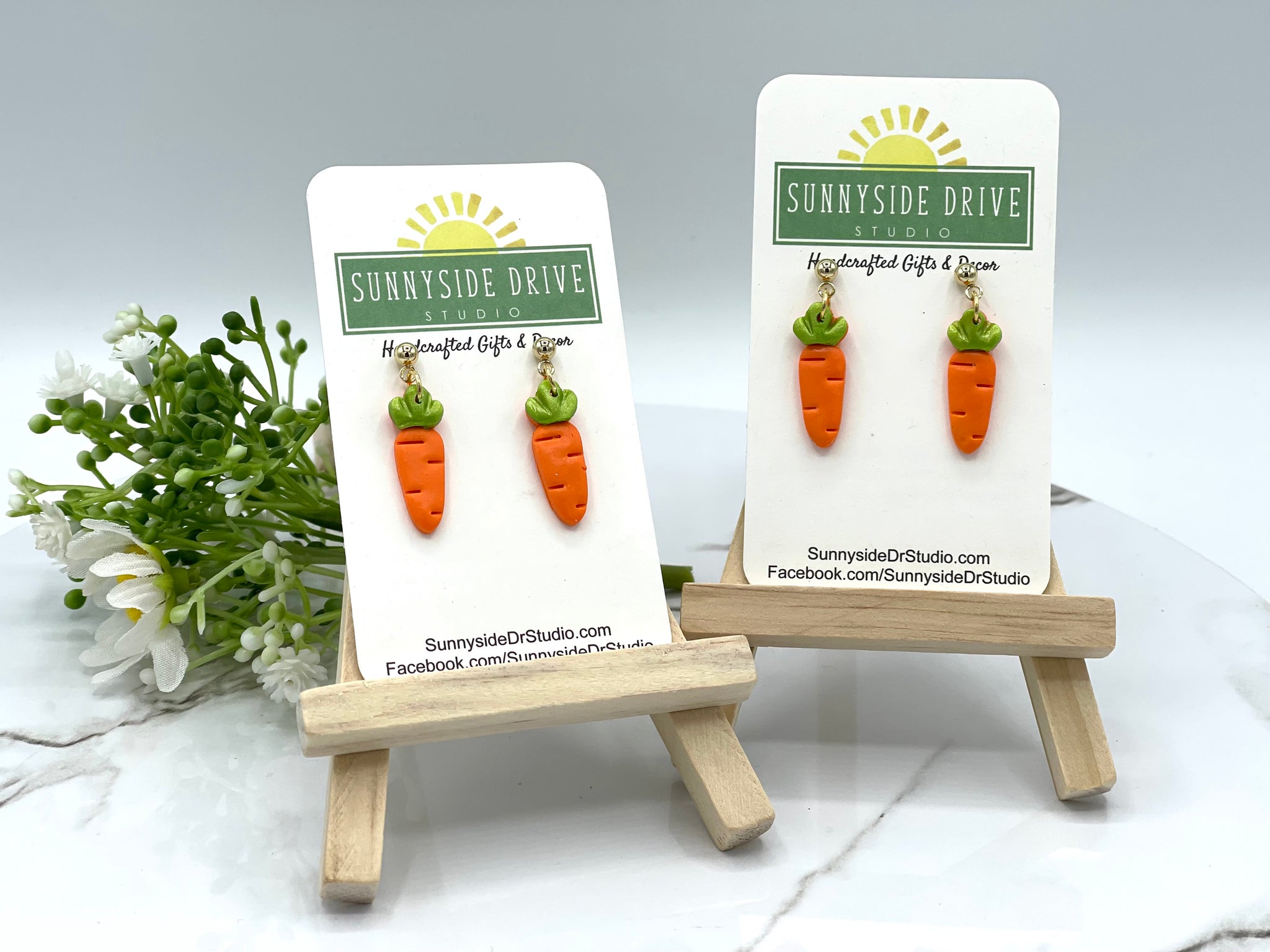 Carrot Dangle Clay Earrings