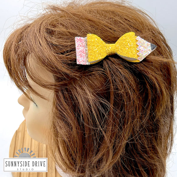 Glitter Pencil Hair Bow