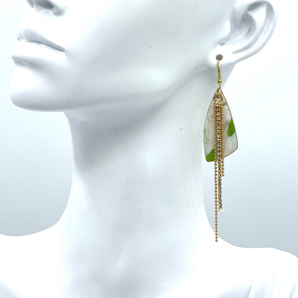 Green Marble Dagger Clay Earrings