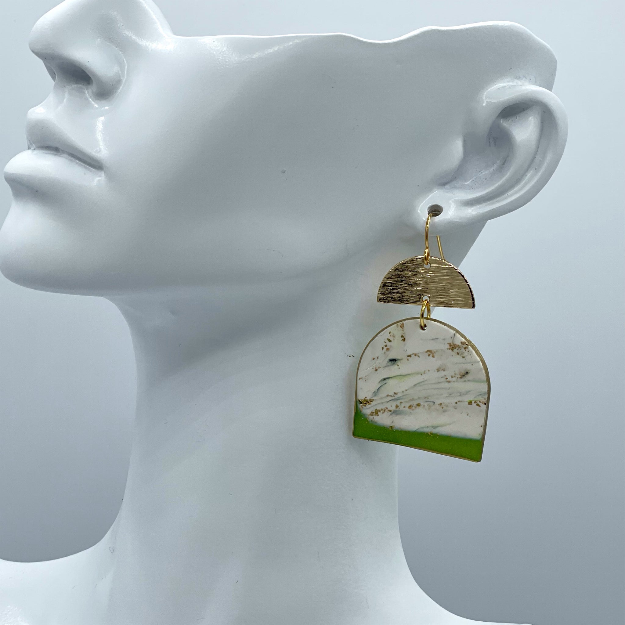 Green Marble Arch Clay Earrings