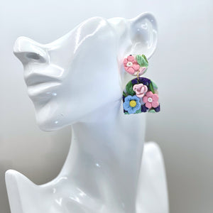 3D Floral Artisan Clay Earrings