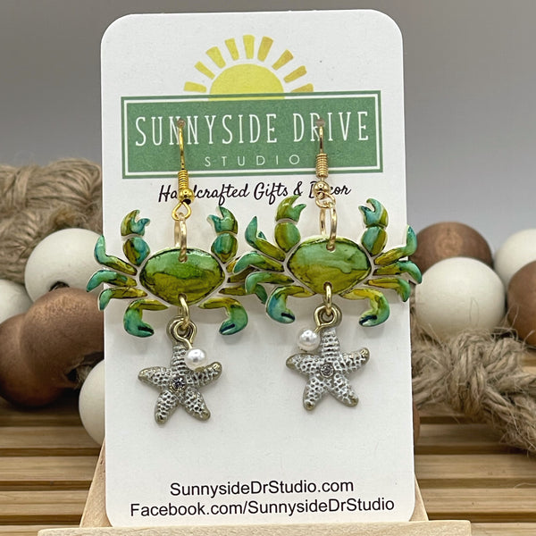Maryland Blue Crab Clay Earrings