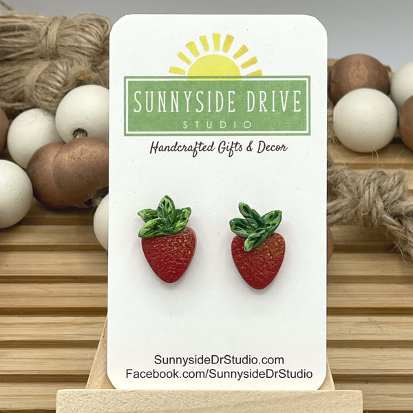 Strawberry Patch Clay Earrings
