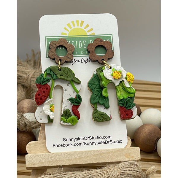 Strawberry Patch Dangle Clay Earrings