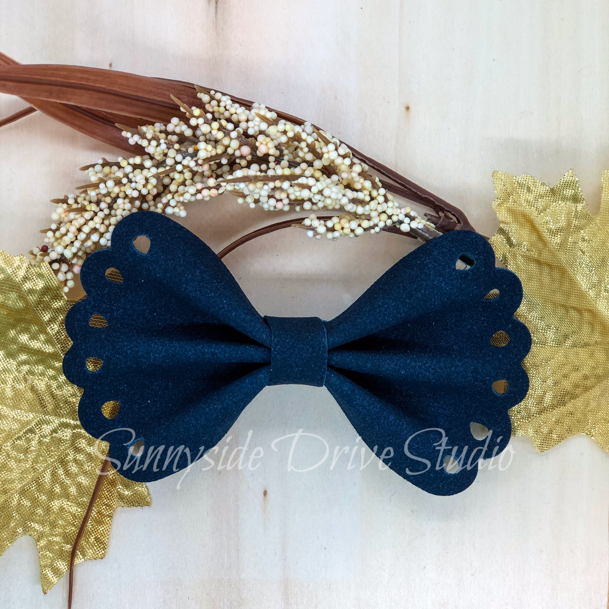 Fall Navy Suede Hair Bow