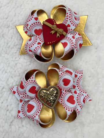 Red and Gold Valentine's Posey Bow