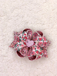 Floral Valentine Posey Bow