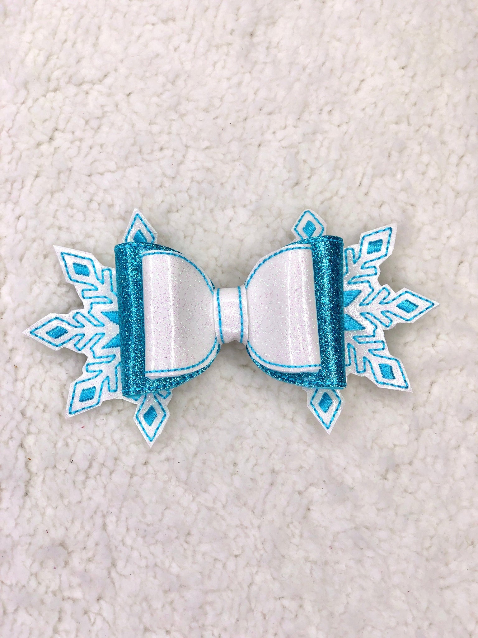 Embroidered Snowflake Bow