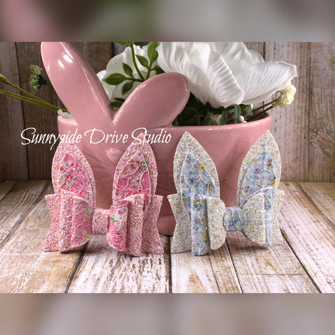 Glitter and Lace Bunny Ear Bows