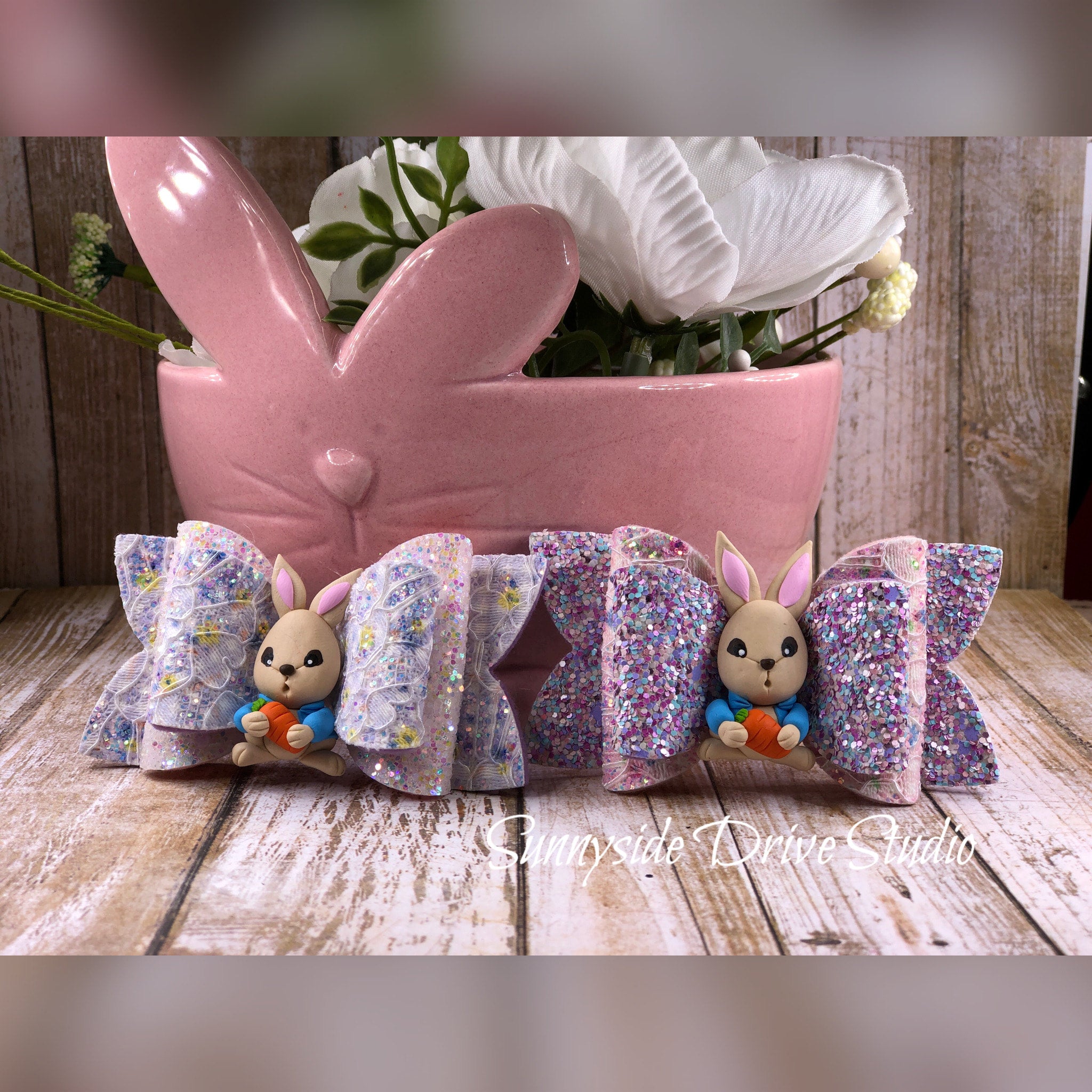 Easter Bunny Figure Bow