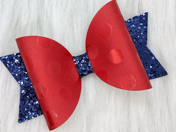 Red Polka Dot Holographic Hair Bow